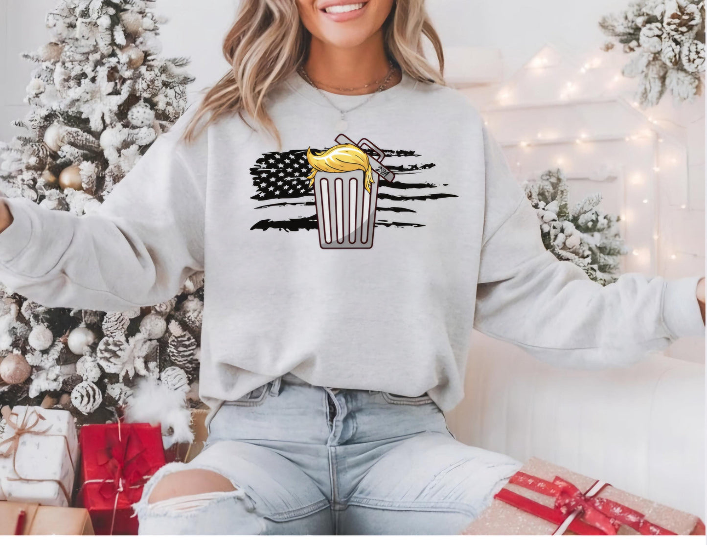 Trump hair garbage shirt ash sweatshirt