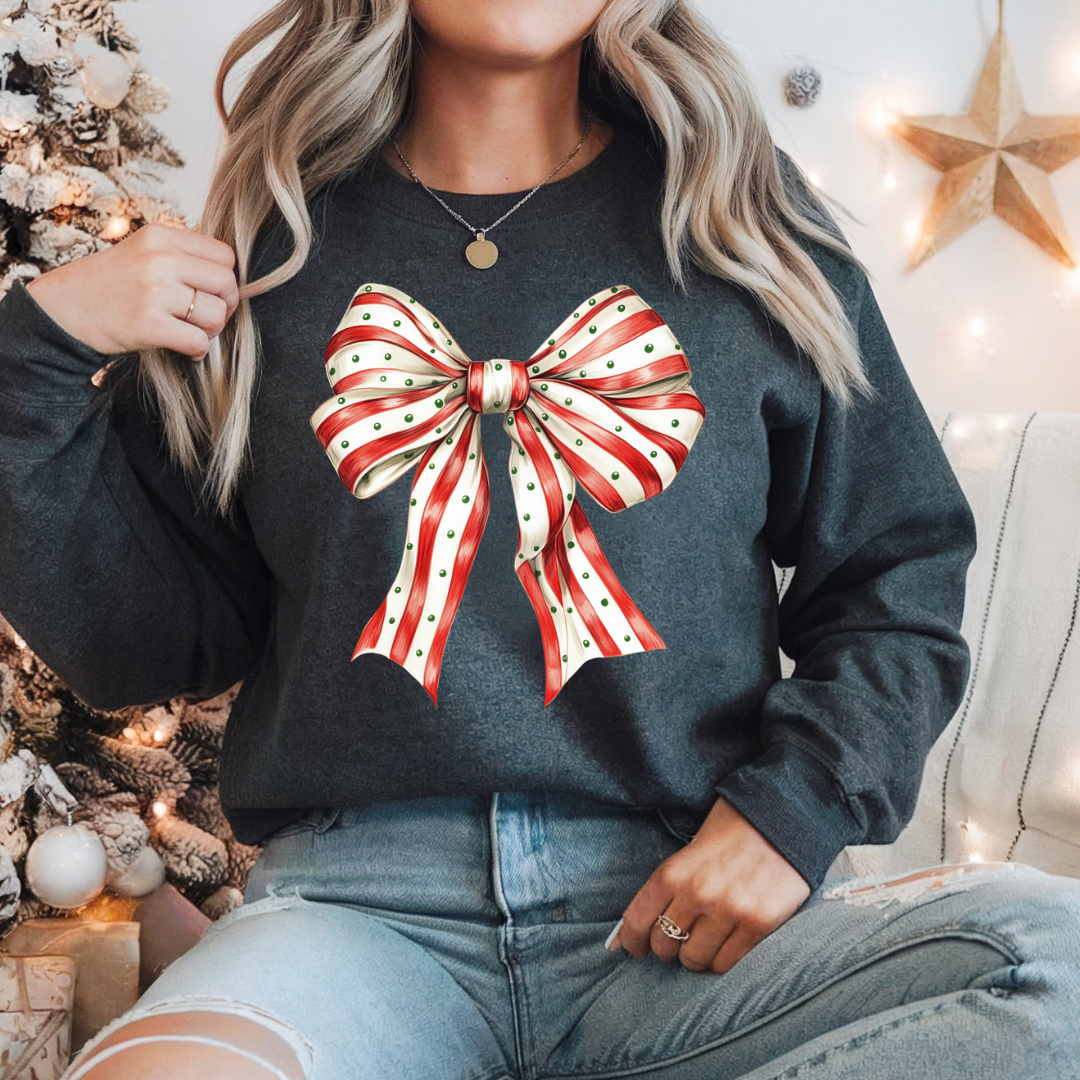 candy cane bow sweatshirt