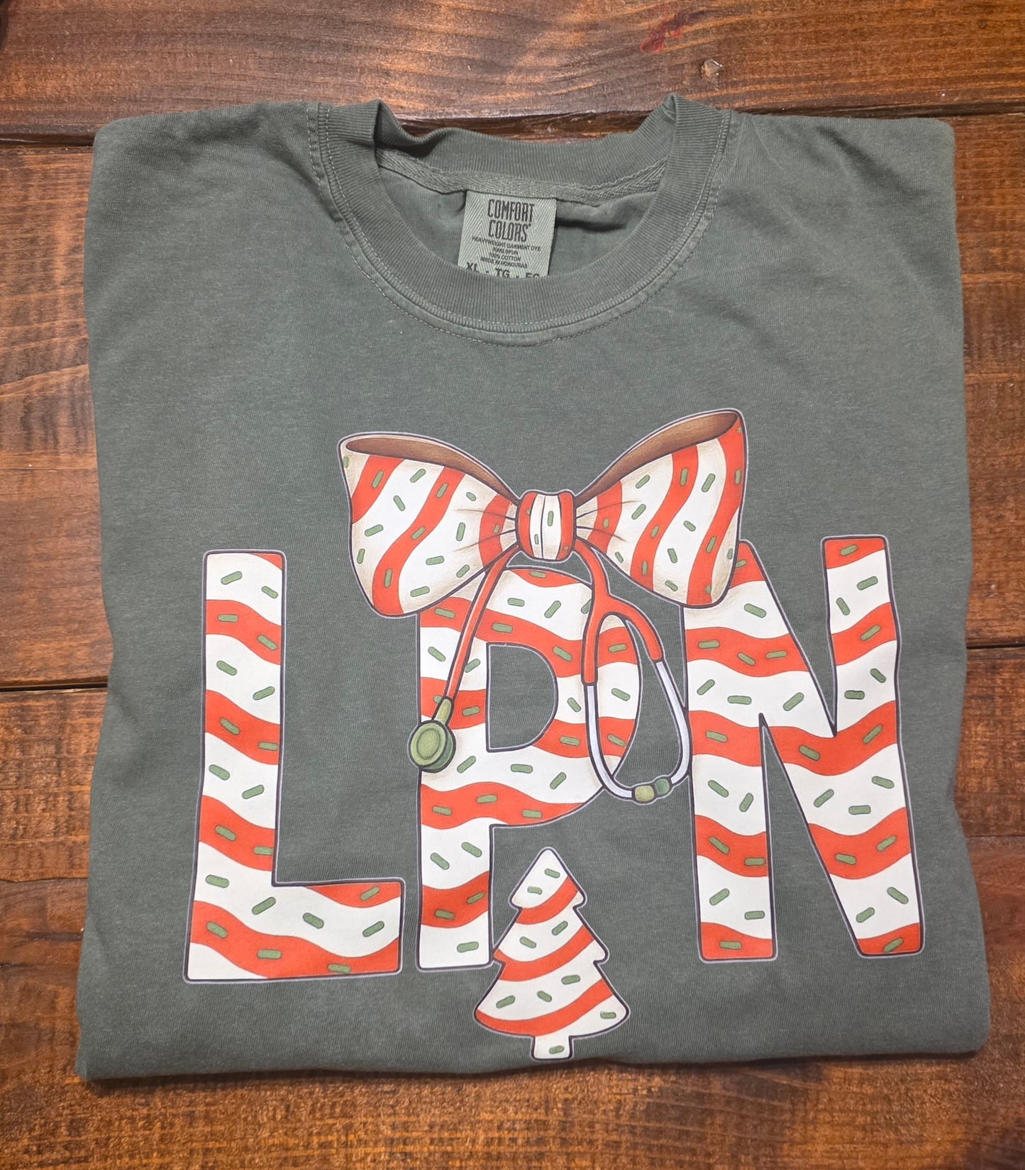 candy cane LPN tee