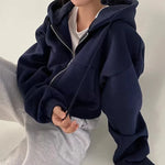 Fleece Lined Cropped Zip Hoodie