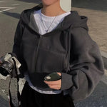 Fleece Lined Cropped Zip Hoodie