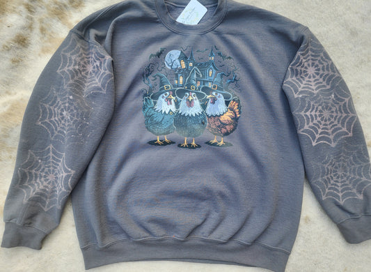 Spider web witchy chicken sweatshirt