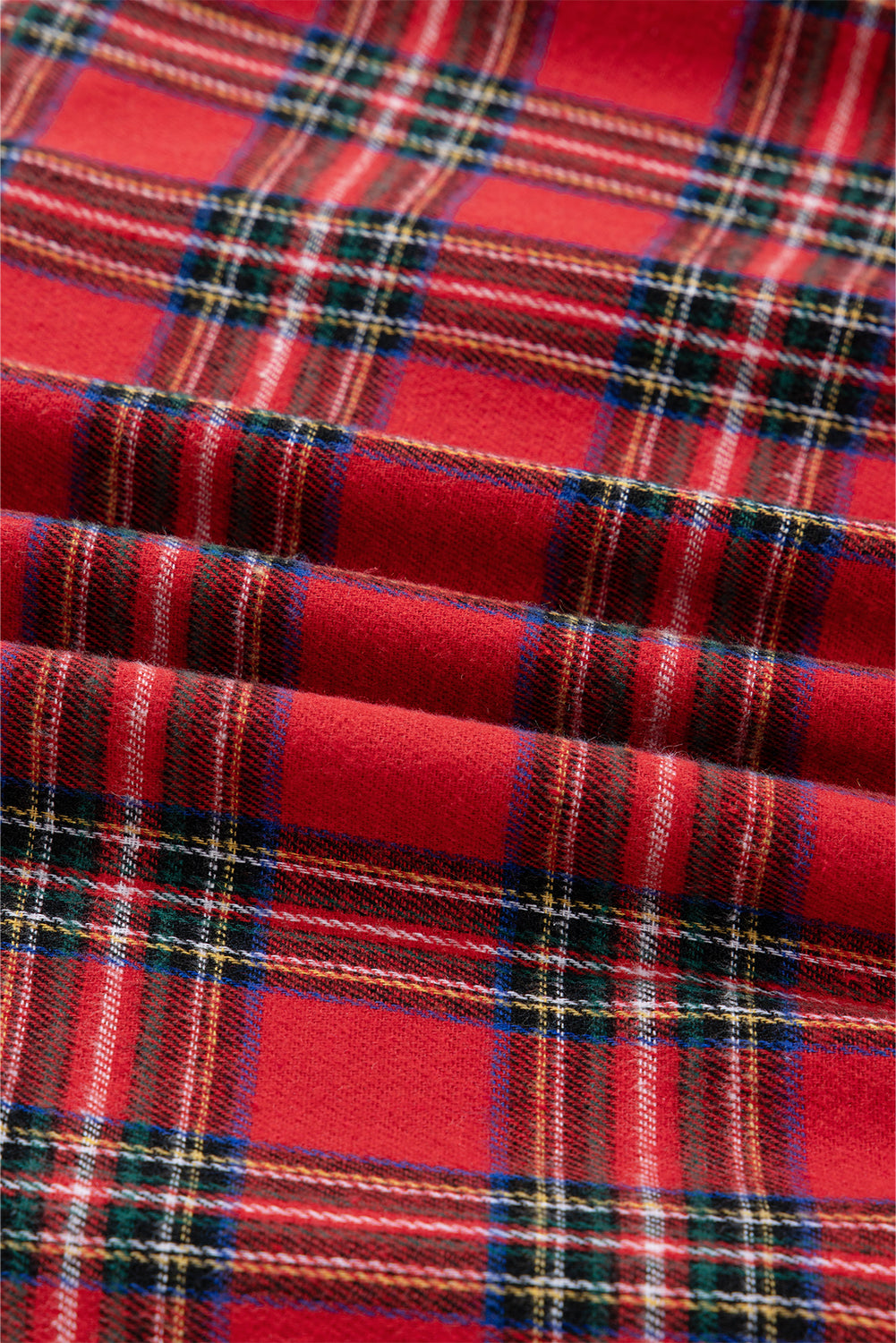 Red Christmas Plaid Ruffle Long Dress