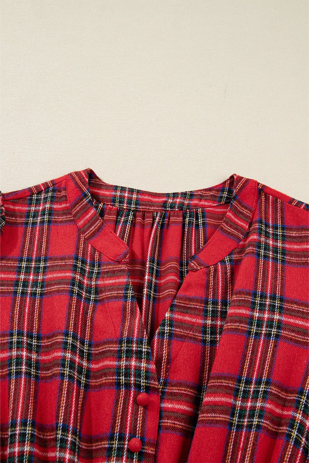 Red Christmas Plaid Ruffle Long Dress