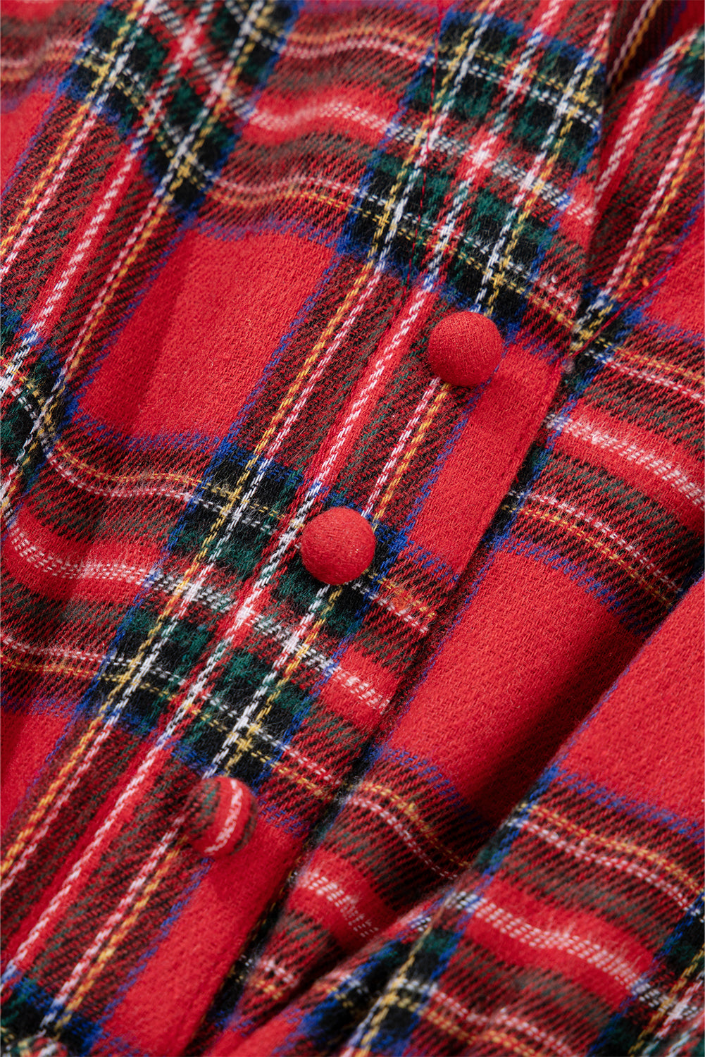 Red Christmas Plaid Ruffle Long Dress