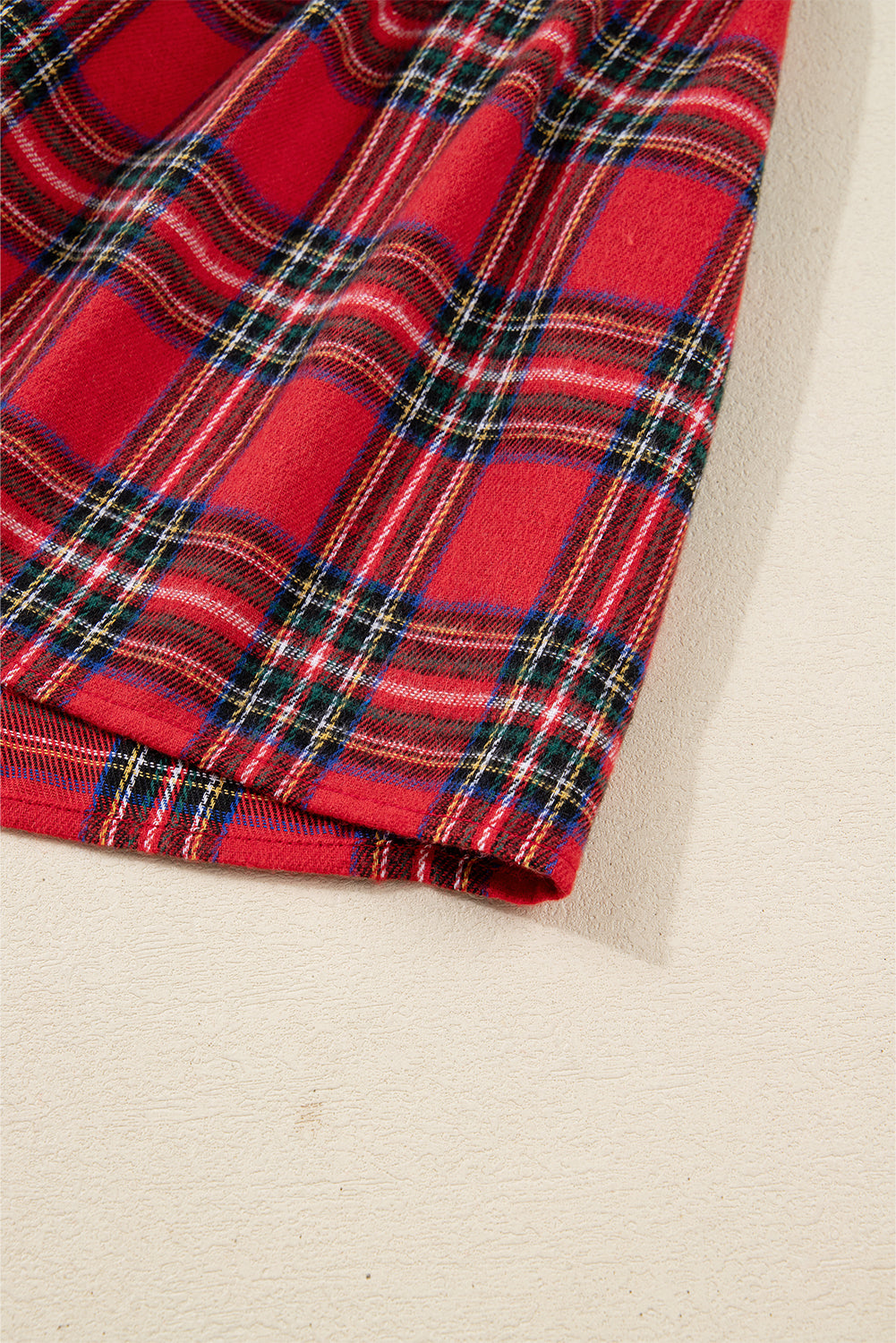 Red Christmas Plaid Ruffle Long Dress