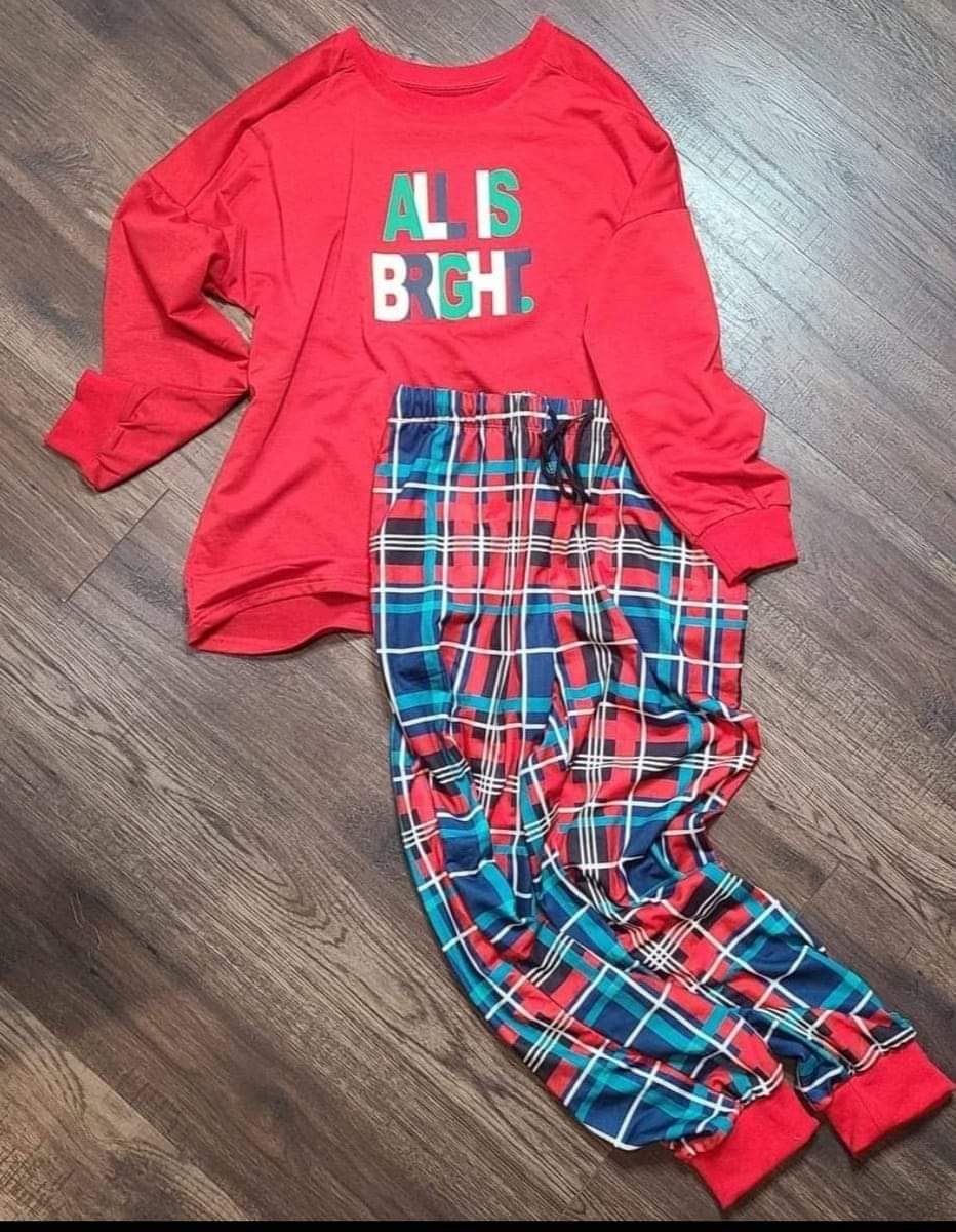 all is bright christmas pajamas - medium