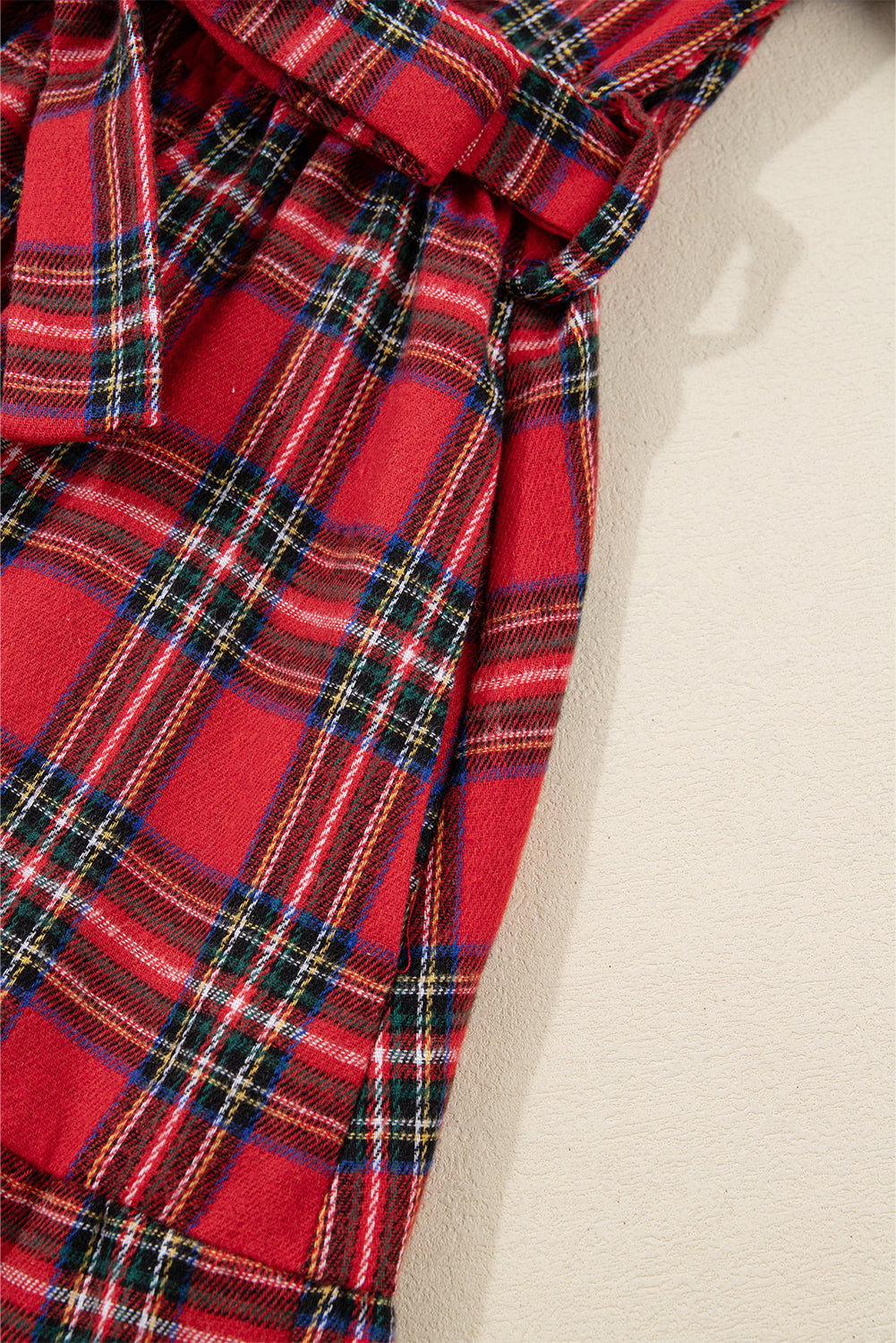 Red Christmas Plaid Ruffle Long Dress
