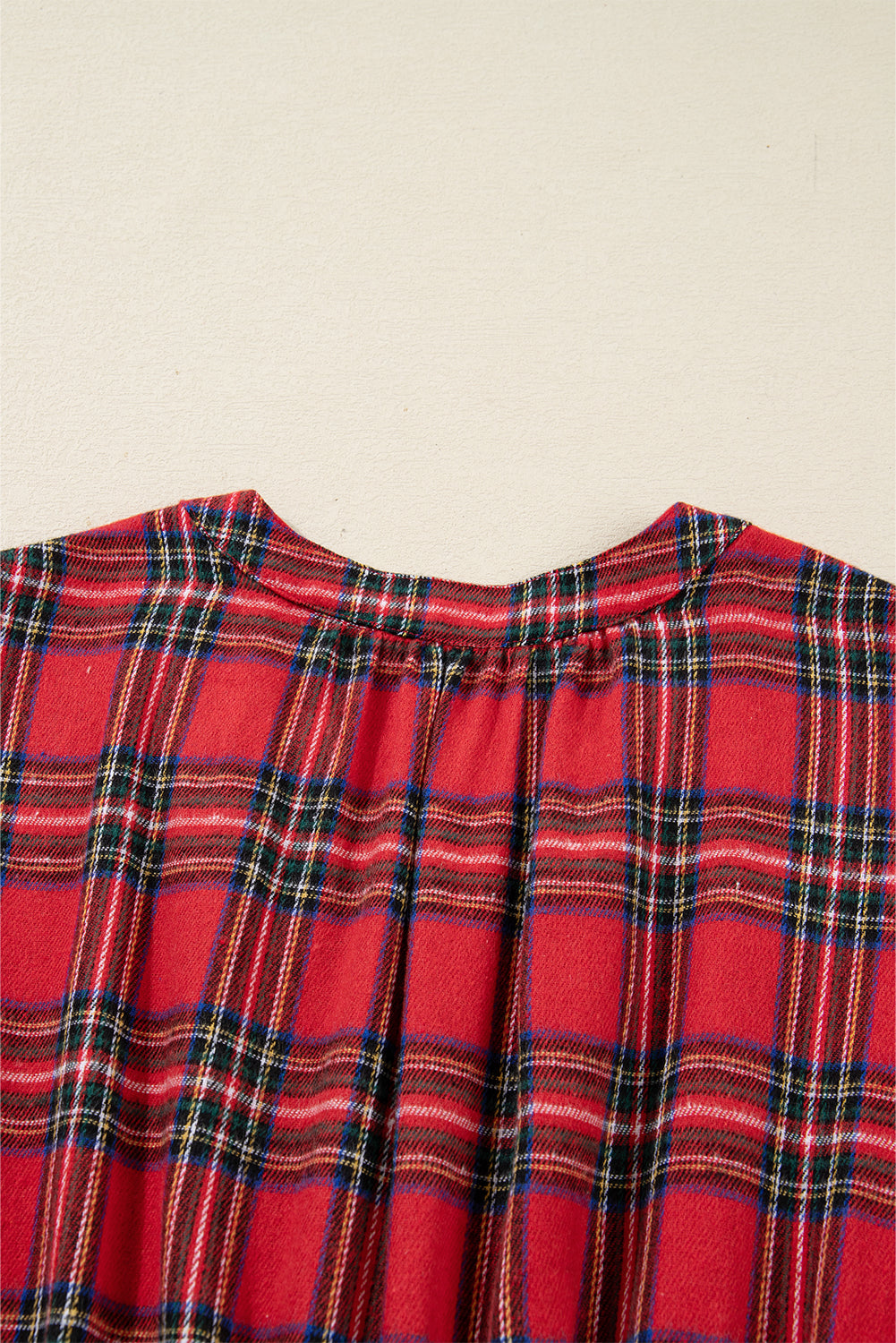 Red Christmas Plaid Ruffle Long Dress