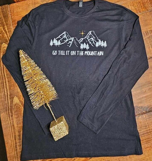Go tell It On The Mountain Longsleeve Shirt, Christian Song Tee, Gift