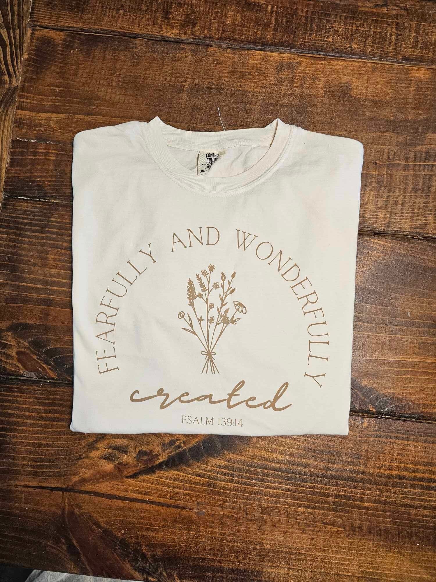 Fearfully & Wonderfully Created Tee, Comfort Colors Scripture Tee for Women, Gift