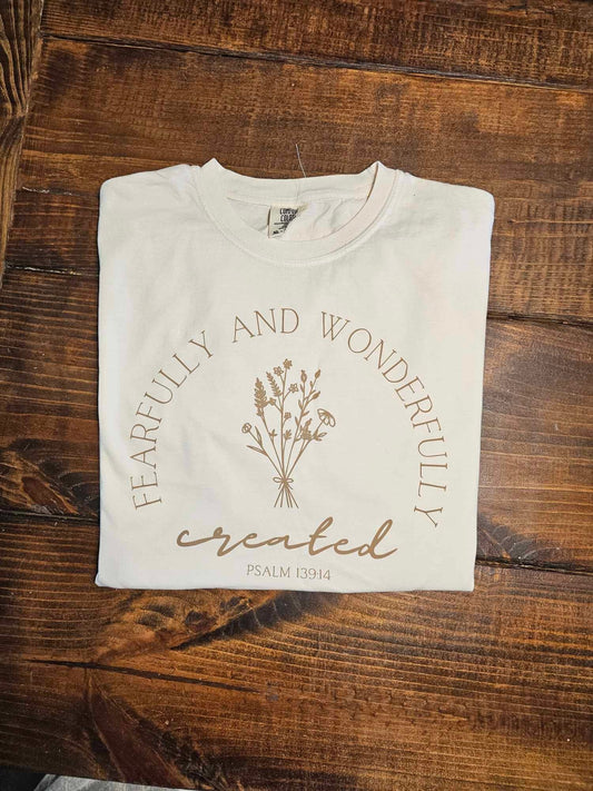 Fearfully & Wonderfully Created Tee, Comfort Colors Scripture Tee for Women, Gift