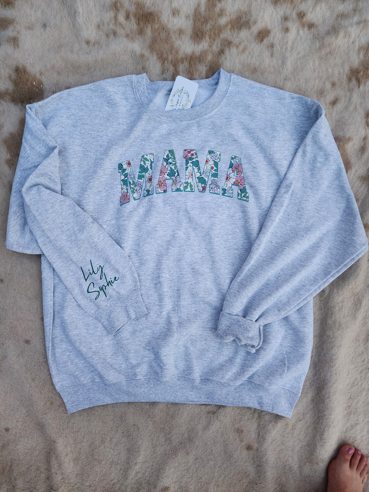 Pink & Green Custom MAMA SWEATSHIRT