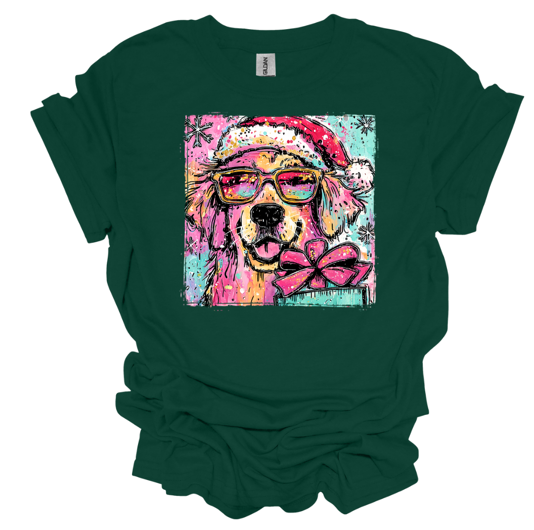 Retro christmas golden retriever