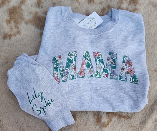 Pink & Green Custom MAMA SWEATSHIRT