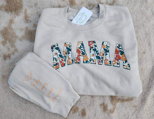 GREEN & YELLOW MAMA SWEATSHIRT WITH NAMES